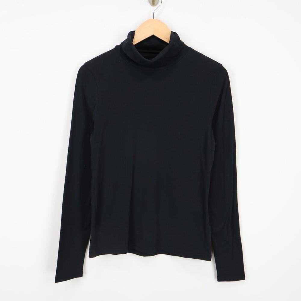 J.Crew Feather Cotton Jersey Turtleneck Long Sleeve Black Size Medium NWT